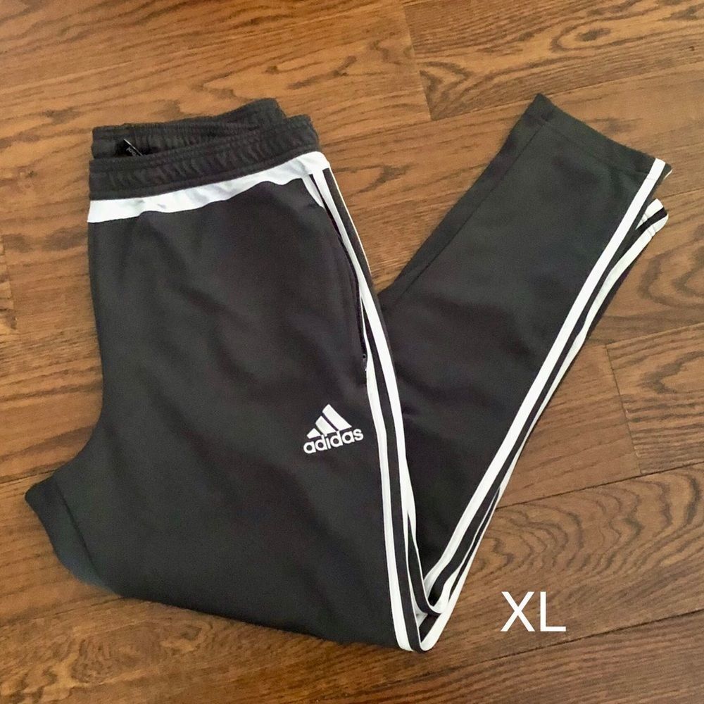 ADIDAS Mens Grey White Stripe Tiro Tapered Training Jogging Pants XL